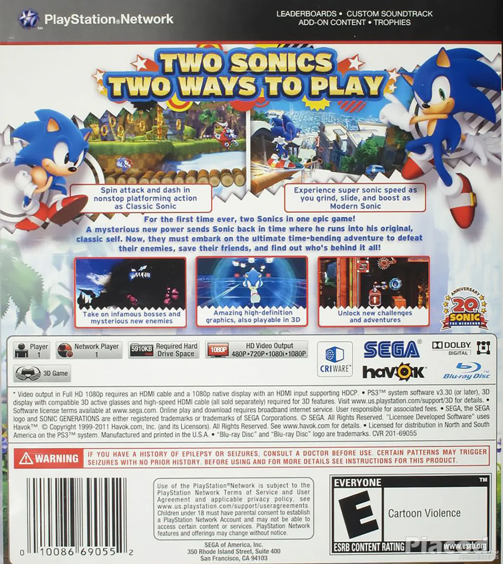 Sonic Generations Ps3 lemezes játék