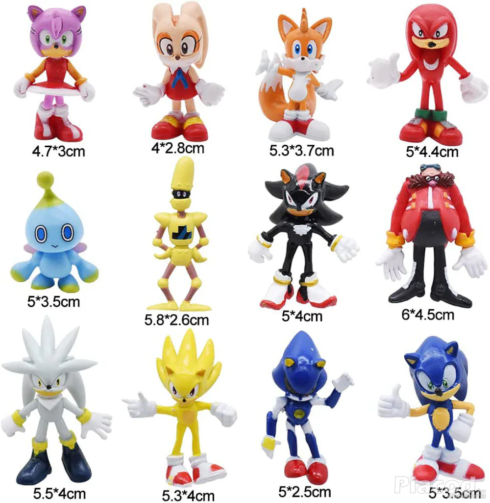 12 db-os Sonic a sündisznó figura szett Krémnyuszival Új! Készletről!