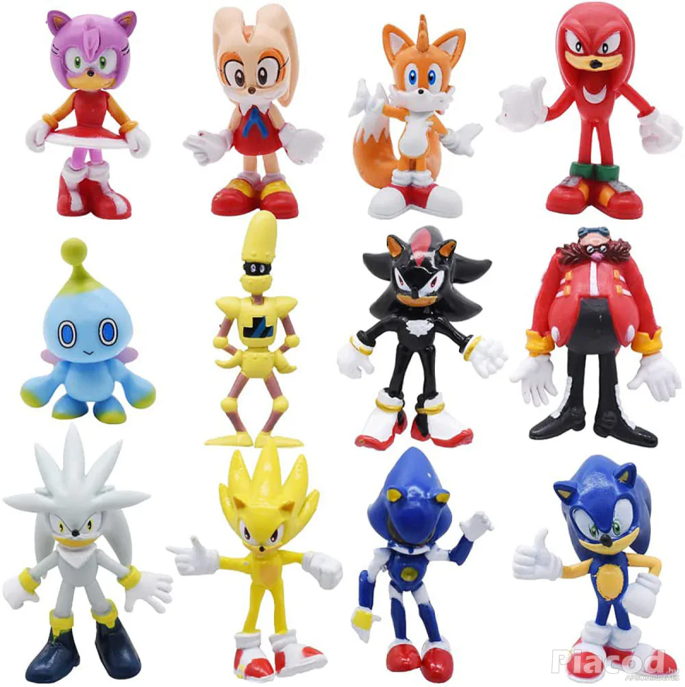 12 db-os Sonic a sündisznó figura szett Krémnyuszival Új! Készletről!