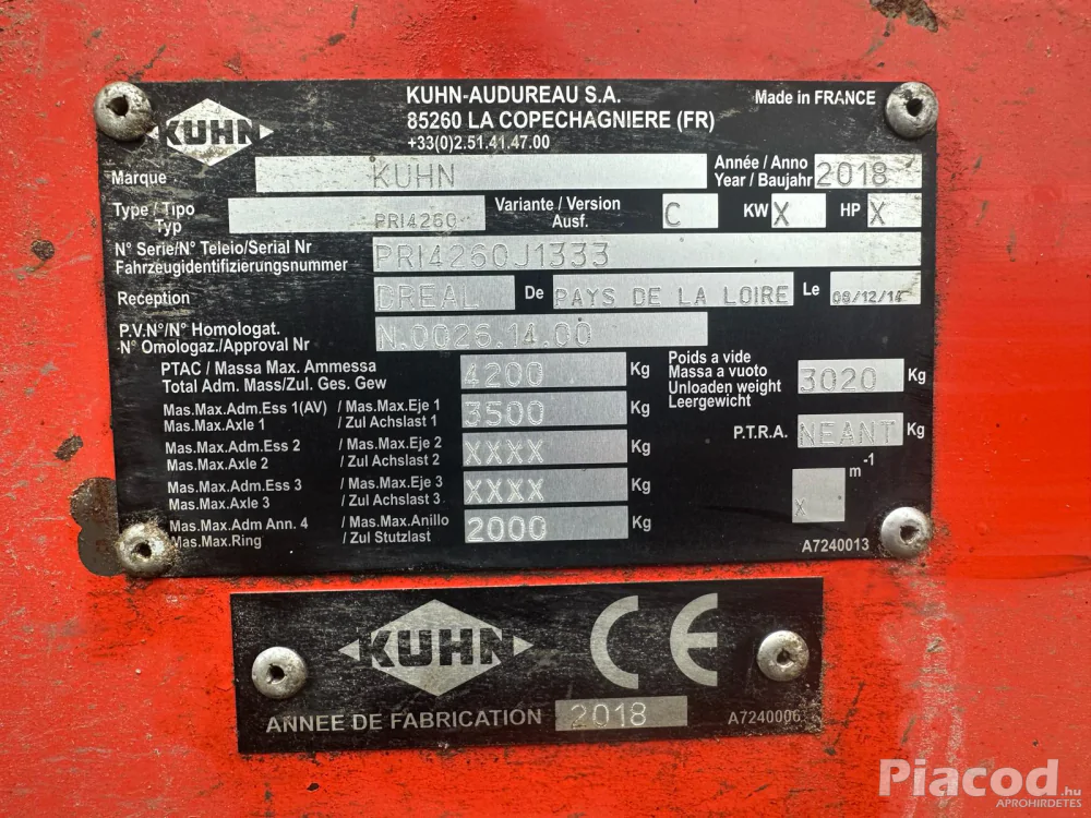 KUHN PRIMOR PRI4260 bálaaprító