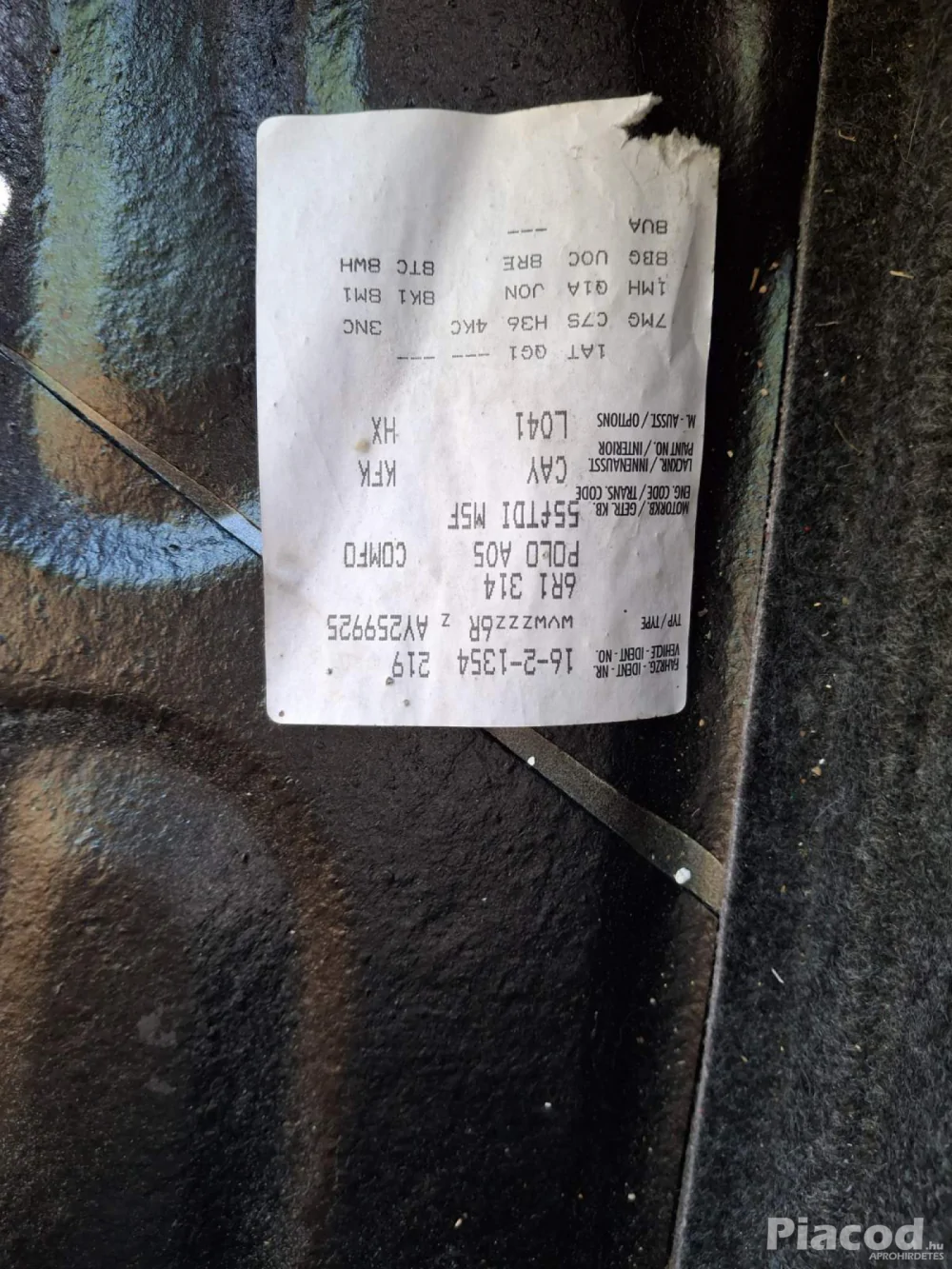 volkswagen polo 6R 2012évj 1.6 CRTDI CAY 5ajtó 5sebesség manuális