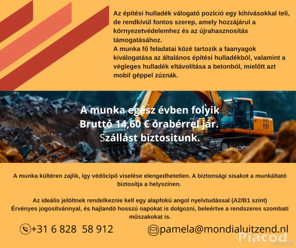 Kulfoldi Munka-Epitesi hulladek valogato