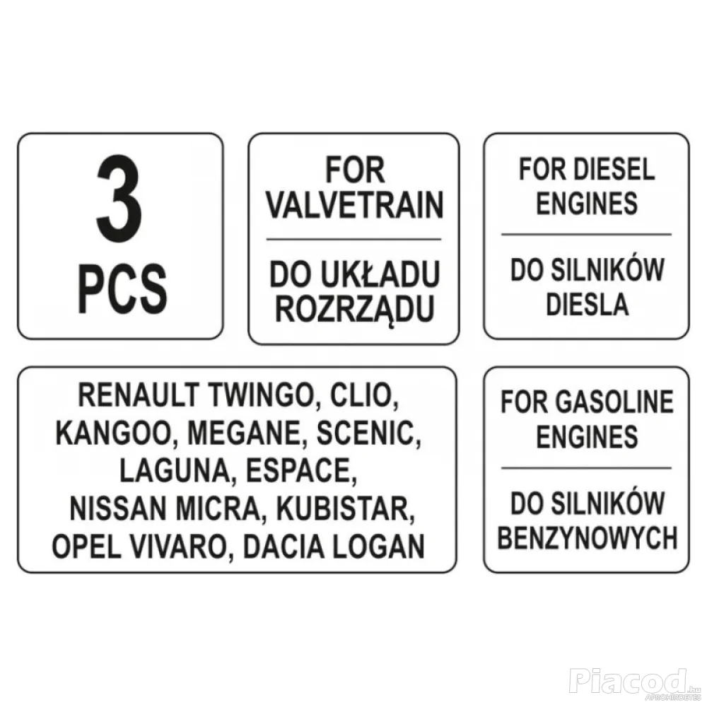 Vezérlés rögzítő készlet 3 részes (Diesel és benzin) Renault Nissan Opel YATO