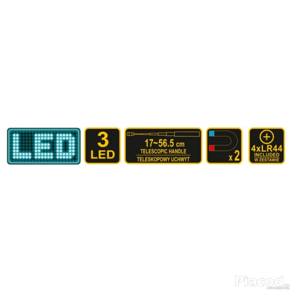 Felszedő mágnes teleszkópos nyéllel és LED lámpával 170-565 mm