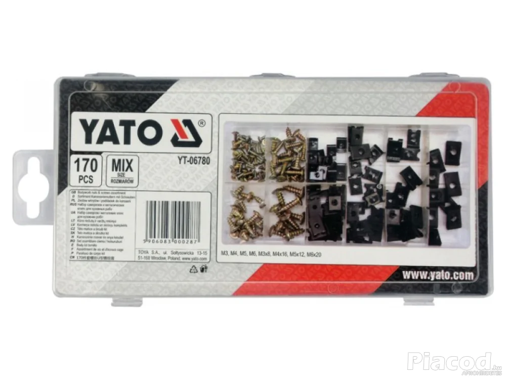 YATO YT‑06780 – Karosszéria csavar és alátét készlet 170 részes