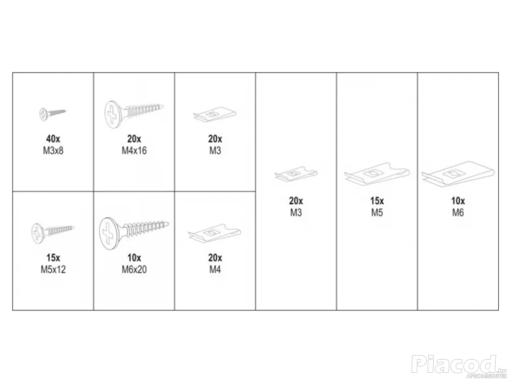 YATO YT‑06780 – Karosszéria csavar és alátét készlet 170 részes