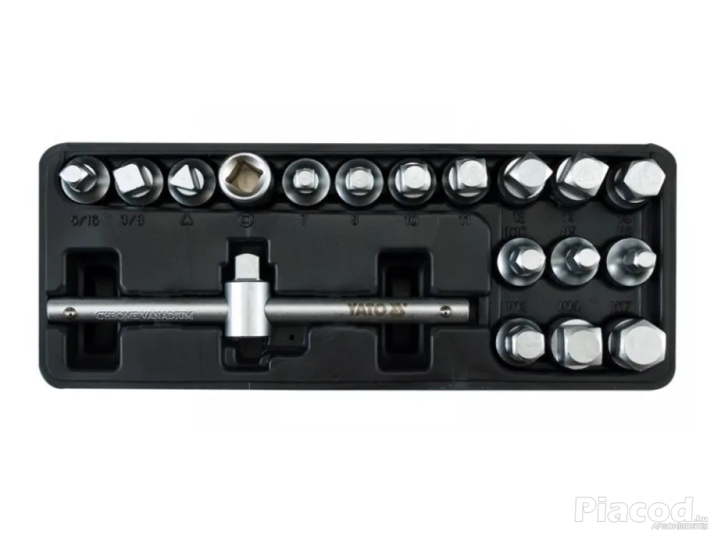 YATO YT‑0599 dugókulcs készlet 18 db – autószereléshez, olajleeresztő csavarhoz