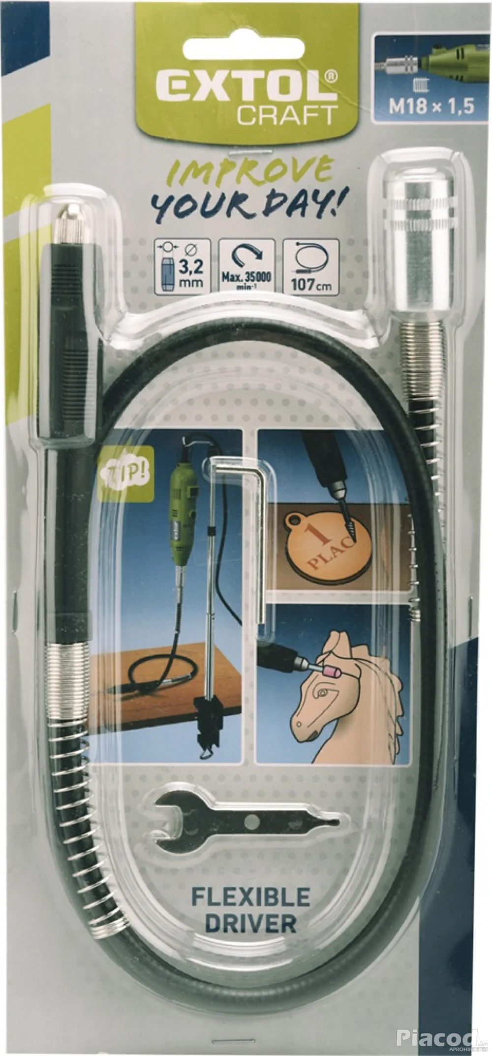 Flexibilis szár, M18×1,5 mm