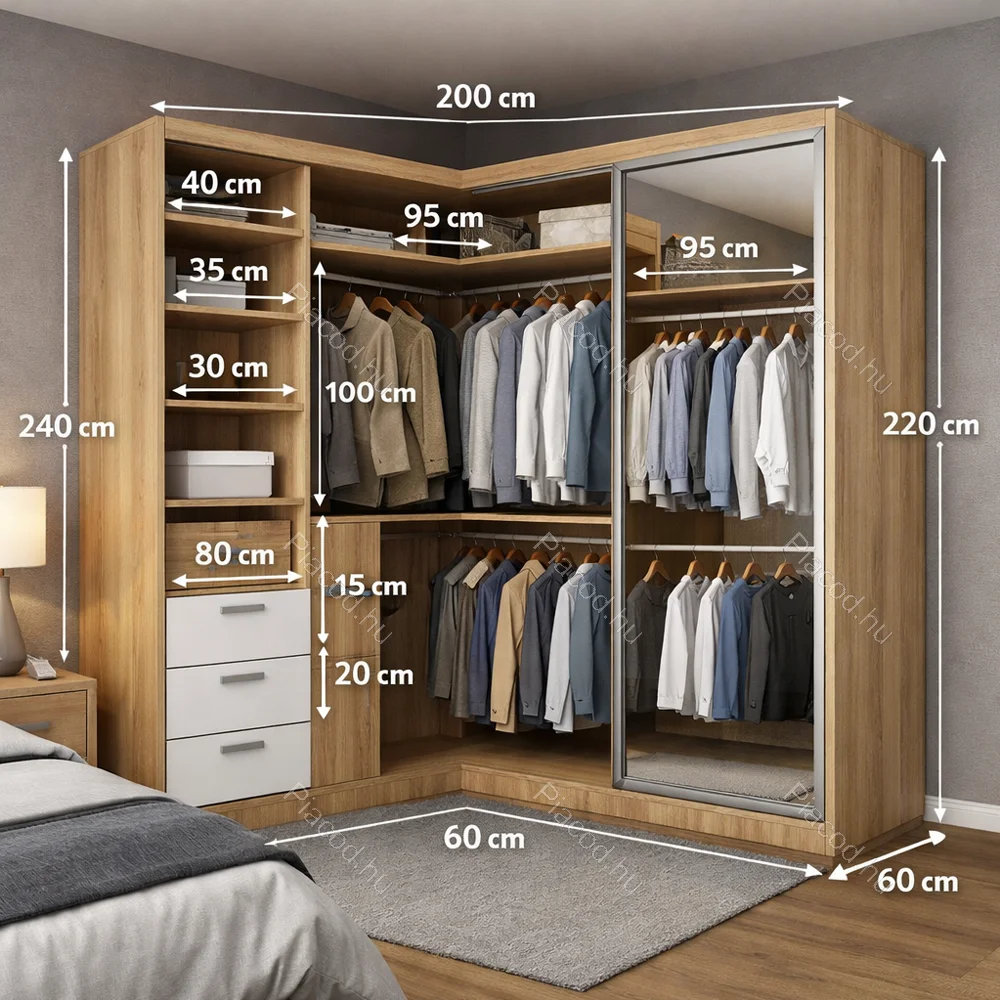 Sarok gardrób készítés egyedi méretre