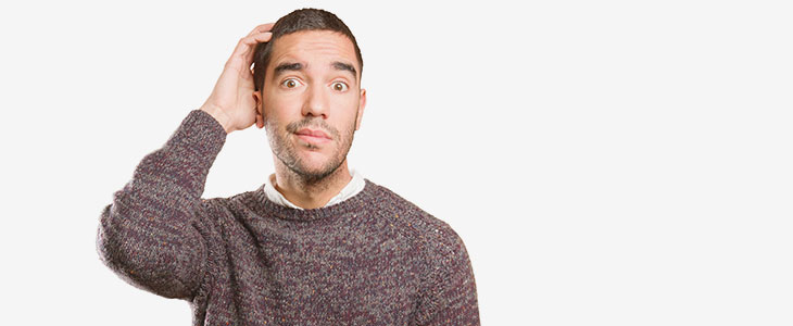 730x300 - Mann mit fragendem Gesichtsausdruck und Hand am Kopf