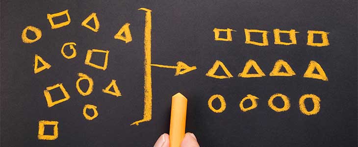 730x300 Schiefertafel mit grafischer Unordnung Ordnung