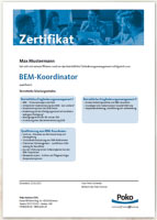 Zertifikat - BEM-Koordinator