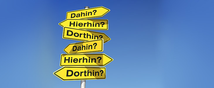 730x300 - Wegweiser mit Dahin, Hierhin und Dorthin