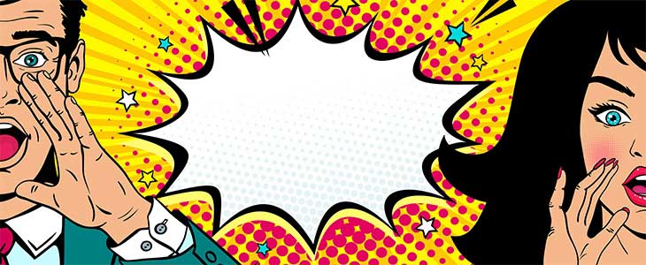 730x300 - Zwei schreiende Figuren -. Comic-Popart