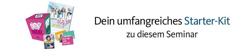 Praktische Helfer für die JAV-Wahl: Wahlplakat, Wahlurne, Postkarten zur Kandidatengewinnung, Infobroschüre