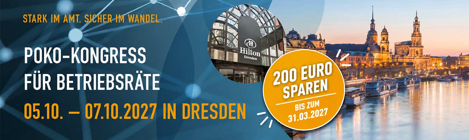 Banner Kongress für Betriebsräte - Rabatt bis 200 Euro möglich
