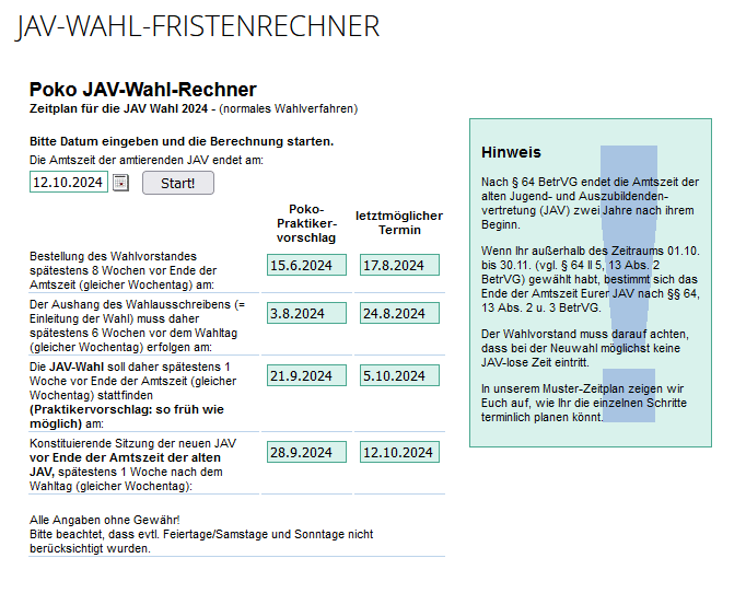 Screenshot - jav.de Fristenrechner