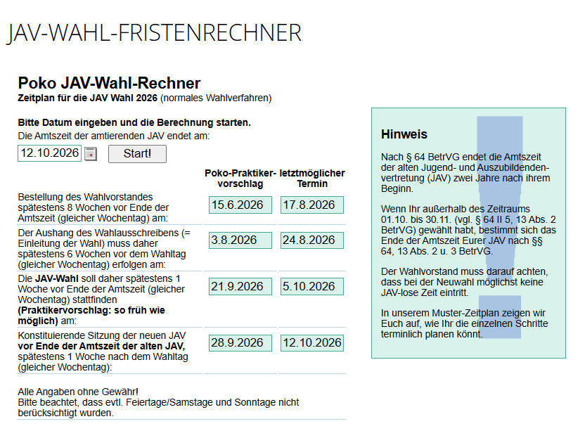 Screenshot - jav.de Fristenrechner