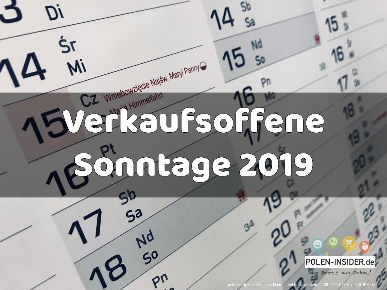 Verkaufsoffene Sonntage in Polen 2019