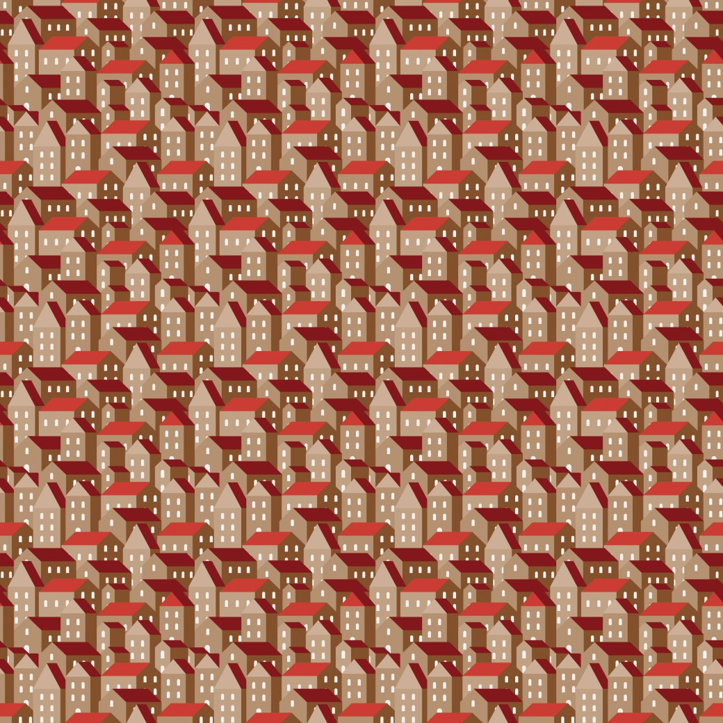 Barna házak design egyedi szublimált textil méteráruhoz Barna házak design egyedi szublimált textil méteráruhoz