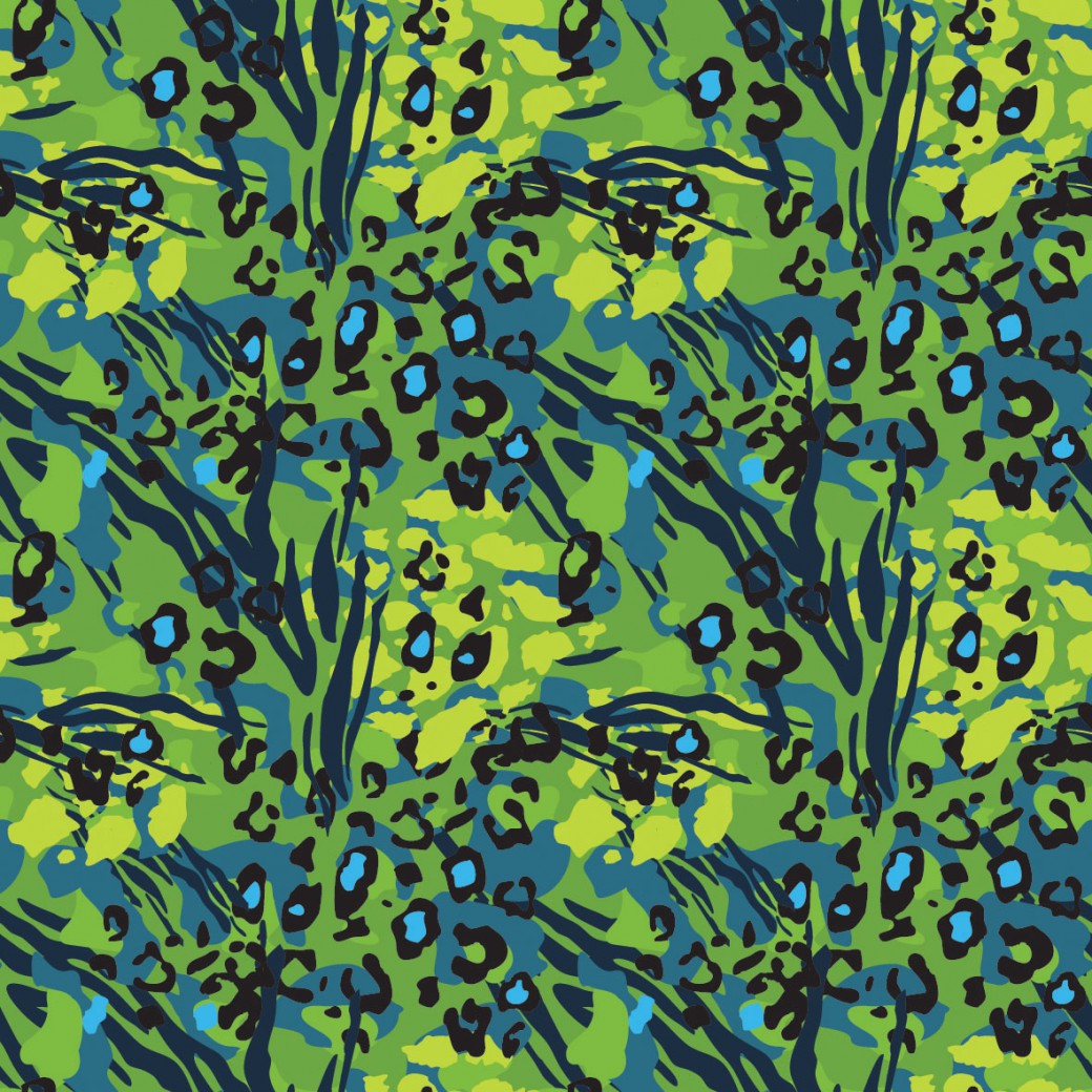 Kék zöld állati foltok design egyedi szublimált textil méteráruhoz