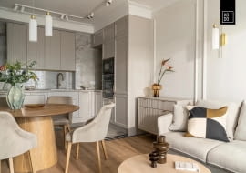 Wnętrza w złotej poświacie - projekt pracowni KODO