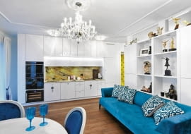 nowoczesny salon z aneksem kuchennym