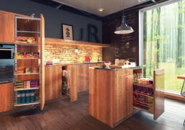 WYGODNY BLAT roboczy, a pod nim minispiżarka - potrzebne produkty są w zasięgu ręki. Cargo MAXIMA EVO I VARIANT MULTI, stal, szerokosć od 15 cm?na zamówienie Rejs