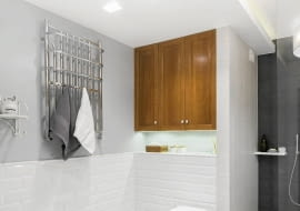 Grzejnik w łazience.