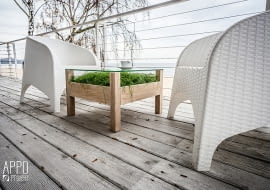 Stolik, stolik kawowy, polski projekt, MONOO, stolik z donicą, rośliny we wnętrzach