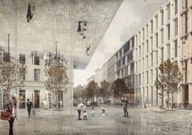 Koncepcja zagospodarowania fragmentu ulicy Komuny Paryskiej wraz z przestrzeniami publicznymi na styku ulic Kościuszki (plac trójkątny) i Pułaskiego we Wrocławiu. Proj. Marta Dąbrowska i Anna Okoń