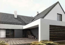 dom jednorodzinny, projekt, dwuspadowy dach, taras