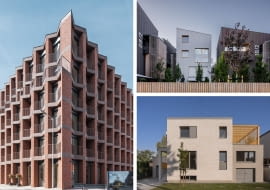 Z lewej: Bernardyńska 4 we Wrocławiu. Z prawej u góry: Murawa 2 w Poznaniu; Z prawej na dole: Dom Szczotkowany w Swarzędzu