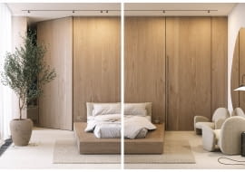 Sypialnia w stylu japandi