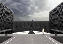 Budynek Gdańskiego Teatru Szekspirowskiego Autorzy: Arch. Renato Rizzi, arch. Roberto Rossetto, arch. Roberto Giacomo, Davanzo, arch. Andrea Rossetto, inż. Armando Mammino, inż. Gianfranco Rorato Współpraca autorska - Q-ARCH: arch Robert Kuźnik, Wiesław Socha, Anna Socha, Karol Korycki