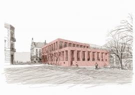 Budynek Auli Miejskiej w Rzeszowie - widok od południa. Proj. Karol Żurawski
