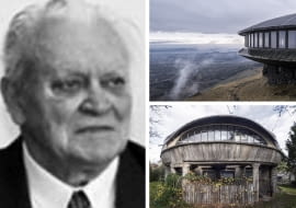 Z lewej: Witold Lipiński; Z prawej na górze: wysokogórskie obserwatorium meterologiczne na Śnieżce; Z prawej na dole: dom jednorodzinny Grzybek we Wroclawiu