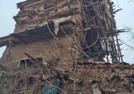 <WEIFANG, CHINA - FEBRUARY 12: (CHINA OUT) General view of a self-made seven-sotrey house on February 12, 2016 in Weifang, China. A farmer with mental deficiency spent more than ten years collecting stones, wood and earth, and building the house by himself. (Photo by ChinaFotoPress/ChinaFotoPress via Getty Images)