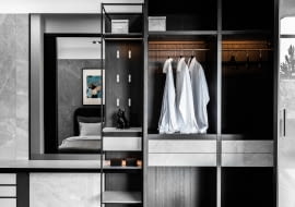 Meble wykonane z płyt wielkoformatowych Grupy Tubądzin przez firmę Ernest Rust.