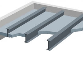 stropy, strop na belkach stalowych