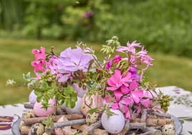 Projekt DIY: wazoniki ze skorupek jajek wypełnione pelargoniami