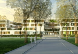 WROCLAW , NOWY GMACH KLINIKI TRANSPLANTACJI SZPIKU , ONKOLOGII I HEMATOLOGII DZIECIECEJ PRZY ULICY SPISKIEJ . AUTOR : MATERIALY FUNDACJI NA RATUNEK DZIECIOM Z CHOROBA NOWOTWOROWA SLOWA KLUCZOWE: WIZUALIZACJA ARCHIWUM WEWNETRZNE KLINIKA TRANSPLANTACJI SZPITAL