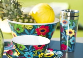 Miska, miseczka, talerz, kubek z melaminy - lekkiego, wytrzymałego nietłukącego tworzywa.