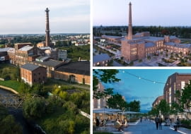 Cukrownia w Pruszczu Gdańskim. Z lewej: obecnie; Z prawej: po rewitalizacji