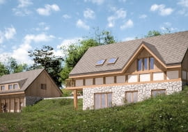 Domy w Szklarskiej Porębie z widokiem na góry