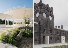 Z lewej: Targ w Błoniu. Proj. Pracownia Architektoniczna Aleksandra Wasilkowska  / z prawej: Galeria Sztuki Współczesnej PLATO w Ostrawie. Proj. KWK Promes