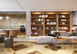 Salon z biblioteką - inspirujące aranżacje