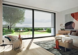 Drzwi przesuwne z zintegrowaną roletą tekstylną