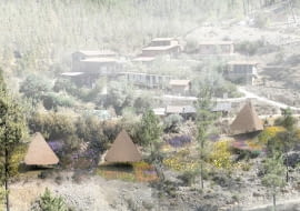 Komorebi - kabina do medytacji w ośrodku jogi Vale De Moses w Portugalii.  Proj. Piotr Pasierbiński i Duc Ngo