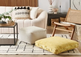 Poduszka podłogowa bawełniana 60 x 60 x 12 cm żółta CLONE